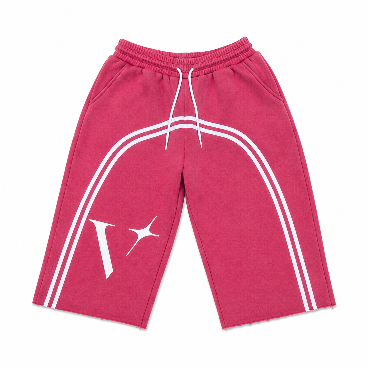 OVERSIZED PINK “V-STAR” CUTOFFS