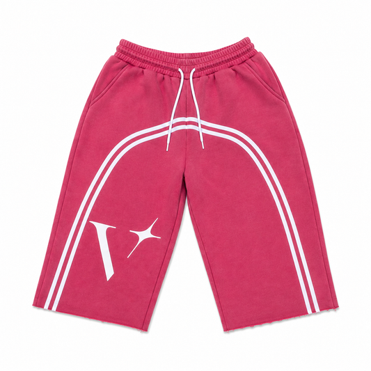 OVERSIZED PINK “V-STAR” CUTOFFS