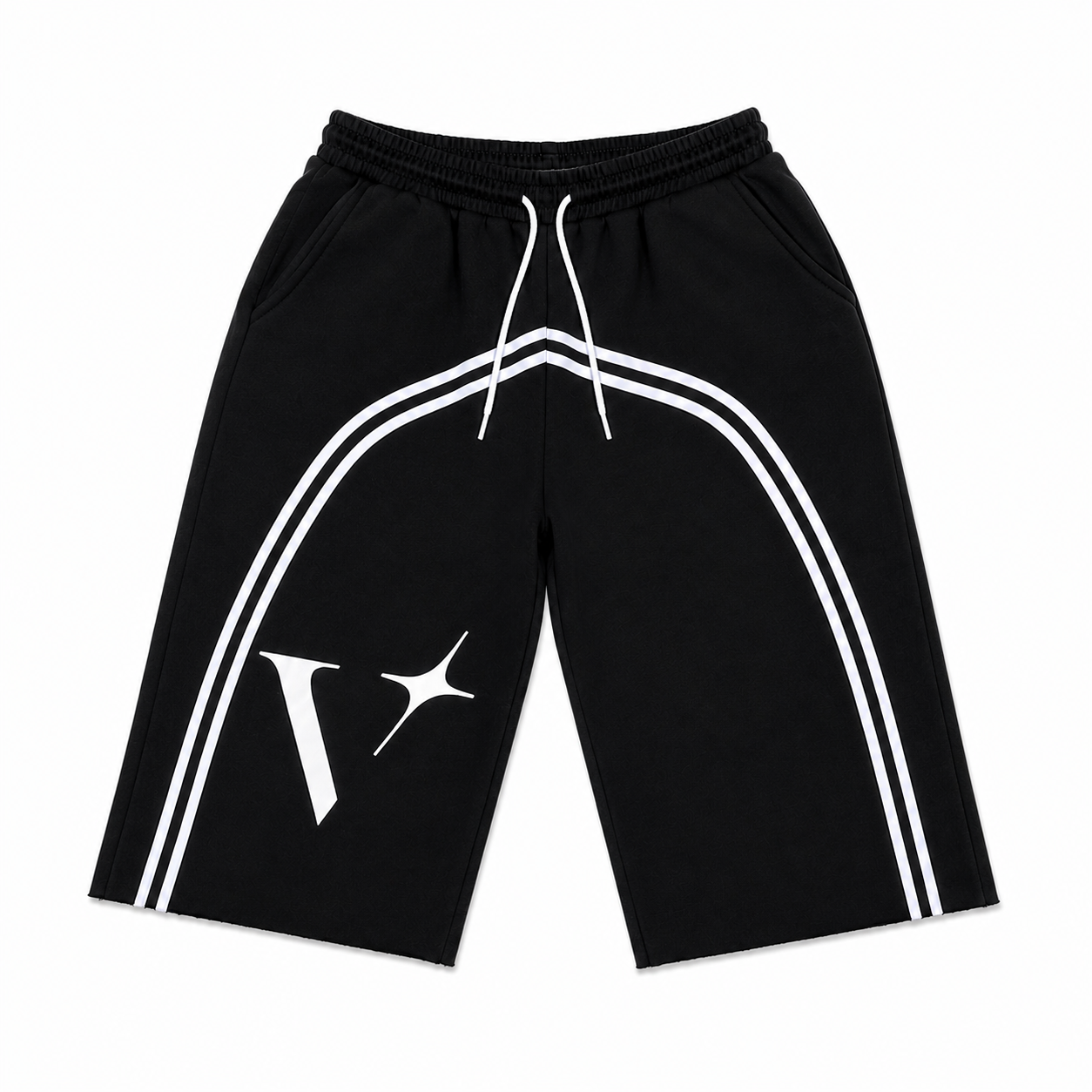 OVERSIZED BLACK “V-STAR” CUTOFFS