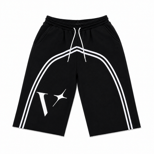 OVERSIZED BLACK “V-STAR” CUTOFFS